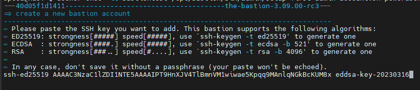 Creating an account on The Bastion