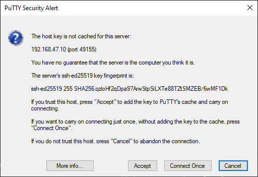 Unknown hostkey dialog box